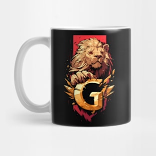 Lion Banner with a Golden Letter G - Fantasy Mug